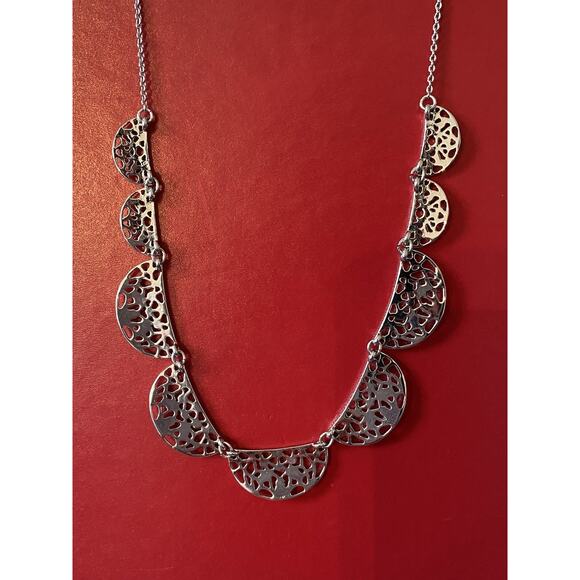 Loft Filigree Crystal Silver Necklace NWT - Picture 3 of 6